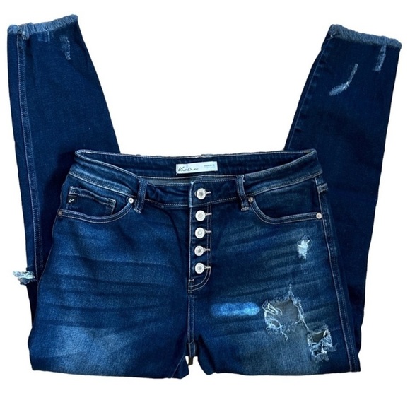 KANCAN✨ Women’s High-Rise Button Fly Distressed Ankle Skinny Jeans 👖👟💃 Sz 29 - Picture 3 of 15